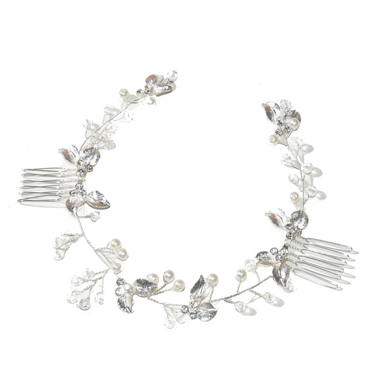 OZDOBA ŚLUBNA do włosów damska PEREŁKI cyrkonie ślub GRZEBYK