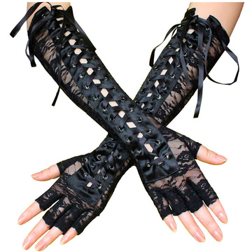 RĘKAWICZKI KORONKOWE wiązane DŁUGIE GOTHIC VINTAGE