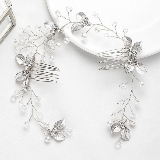 OZDOBA ŚLUBNA do włosów damska PEREŁKI cyrkonie ślub GRZEBYK