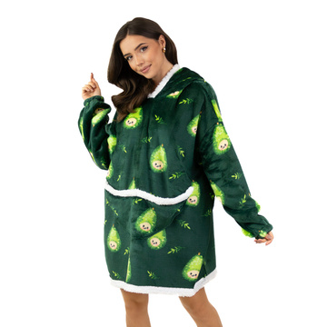 KOCOBLUZA KOC BLUZA CIEPŁA 2w1 GRUBA XXL FUTRZAK POLAR z kapturem OVERSIZE