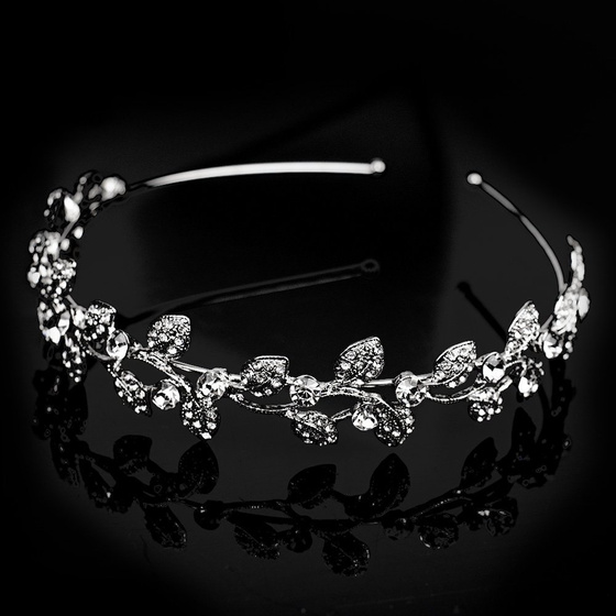 OPASKA DO WŁOSÓW damska ślubna LISTKI srebrna CYRKONIE ślub