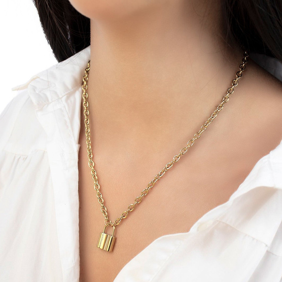 Naszyjnik KŁÓDKA łańcuch STAL SZLACHETNA POZŁACANA