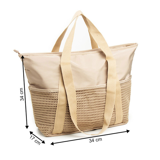 TORBA PLAŻOWA dla KOBIET TOREBKA NA PLAŻĘ KOSZYK WODOODPORNA Z KIESZENIAMI