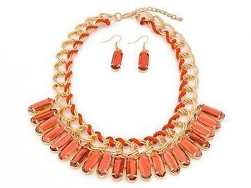 Naszyjnik kolczyki slides maroon