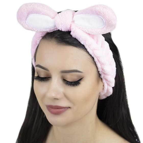 OPASKA do włosów KOSMETYCZNA uszy DO MAKIJAŻU róż