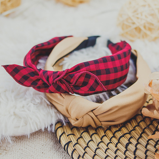 OPASKA do włosów PIN UP czerwona KRATA kokarda