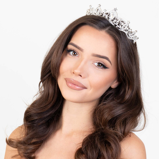 DIADEM OZDOBA do włosów KORONA ŚLUBNA srebrna Ślub Panieński