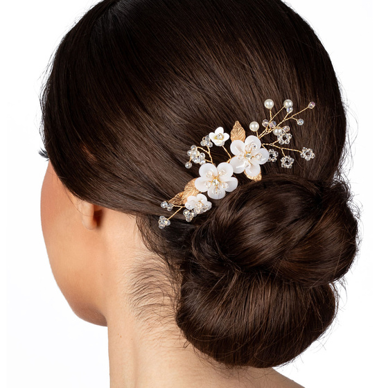 Ozdoba ślubna do włosów GRZEBYK ŚLUB kryształki kwiaty