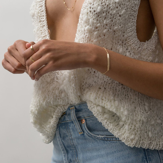 Bransoletka blaszka STAL SZLACHETNA POZŁACANA