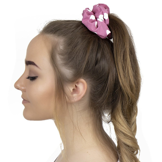 GUMKA do włosów frotka SCRUNCHIES kropki RÓŻOWA