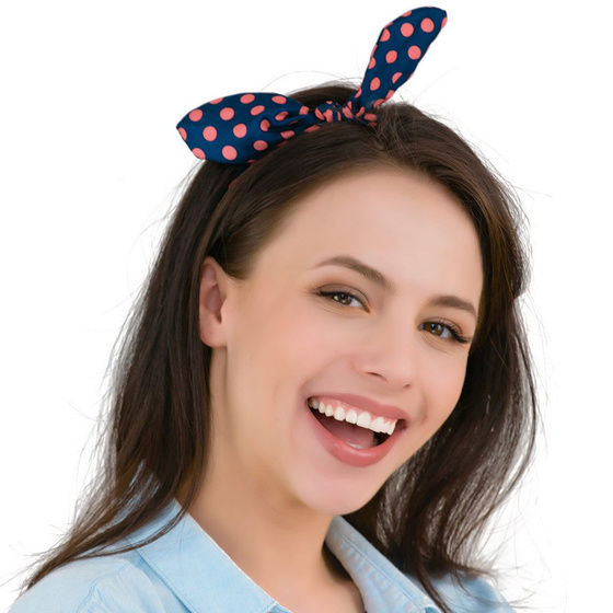 OPASKA DO WŁOSÓW na gumce PIN UP granatowa KROPKI