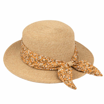 KAPELUSZ DAMSKI Alessio słomkowy boho lato plaża KOKARDA słomiany