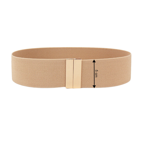 SZEROKI PASEK DAMSKI Alessio DO SUKIENKI elastyczny GUMA BEŻOWY Rozmiar L