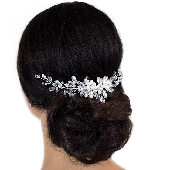 OZDOBA do włosów ŚLUBNA grzebyk PEREŁKI cyrkonie