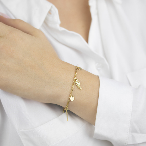 Bransoletka skrzydło STAL SZLACHETNA POZŁACANA