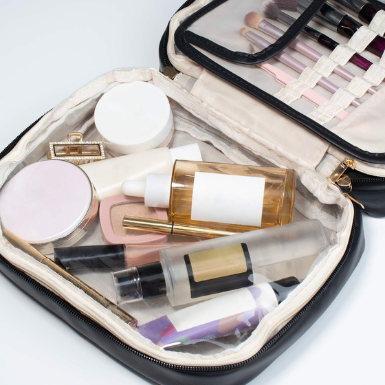 KOSMETYCZKA duża DAMSKA podróżna ORGANIZER na kosmetyki KUFEREK