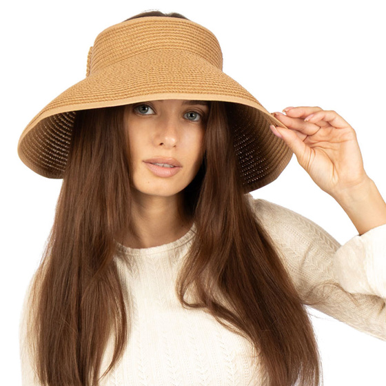 DASZEK Kapelusz beżowy przeciwsłoneczny damski słomkowy LETNI PLAŻOWY