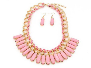 Naszyjnik kolczyki slides pink