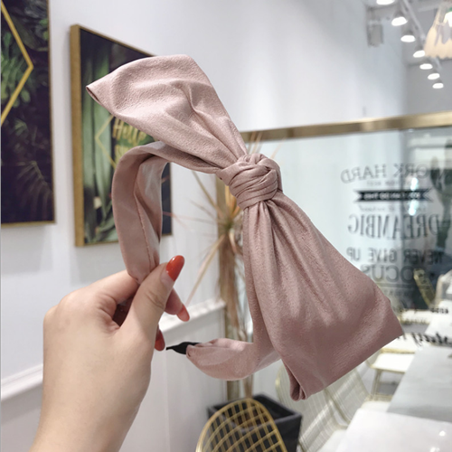 OPASKA DO WŁOSÓW skóra DUŻA KOKARDA węzeł RÓŻOWA