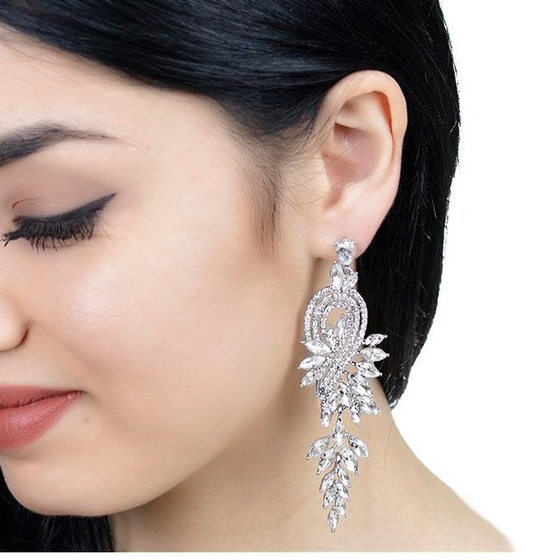 KOLCZYKI srebrne WISZĄCE kryształki ŚLUBNE długie