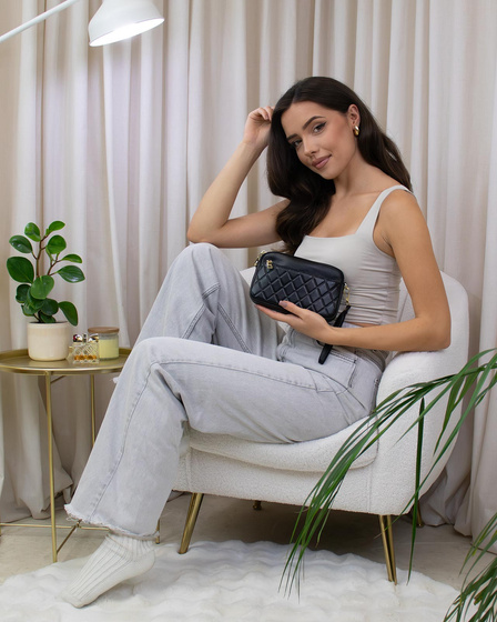 Alessio TOREBKA Damska CROSSBODY pikowana QUILTED SKÓRA NATURALNA