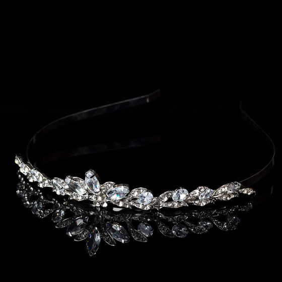 OPASKA DO WŁOSÓW tiara CYRKONIE damska ślub SREBRNA ślubna