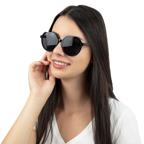 OKULARY PRZECIWSŁONECZNE czarne OKRĄGŁE retro