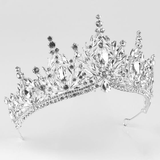 DIADEM Korona Tiara MISS GLOW ŚLUBNY srebrny cyrkonie KRYSZTAŁY
