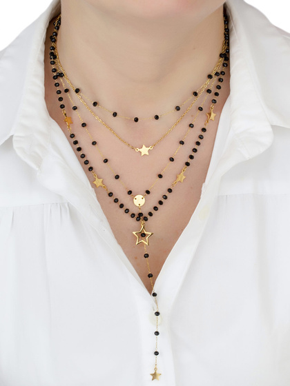 Naszyjnik długi STAL SZLACHETNA POZŁACANA gwiazdki