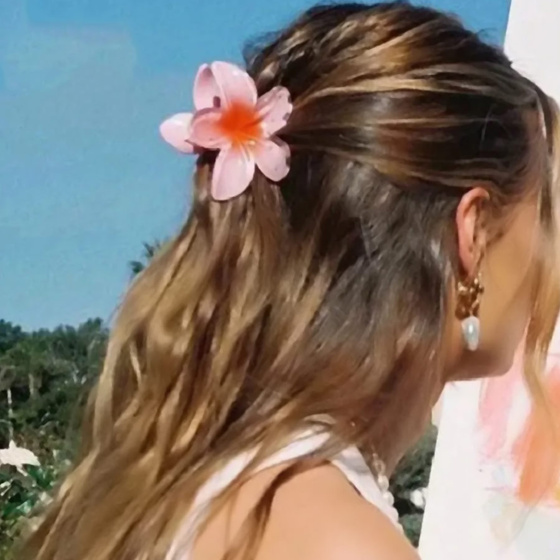 SPINKA KLAMRA szczęka duża do włosów KWIAT kwiatek HAWAJSKA KWIAT PLUMERII