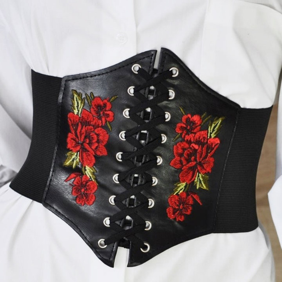 PASEK PAS GORSET szeroki Wiązany HAFT FOLK GÓRALSKI rozmiar L