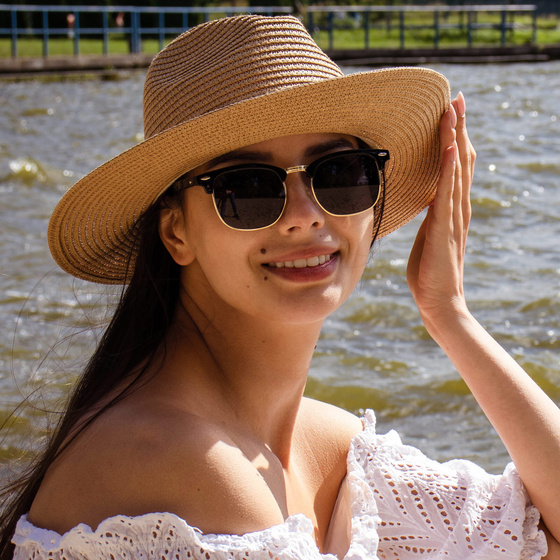 KAPELUSZ panama słomiany DAMSKI MĘSKI pleciony letni fedora SŁOMKOWY