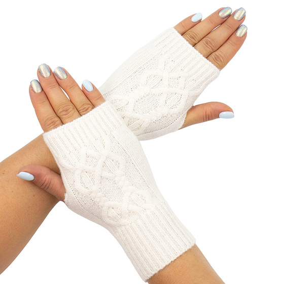 RĘKAWICZKI CIEPŁE bez palców warkocz elastyczne MITENKI krótkie damskie