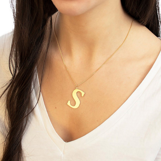 NASZYJNIK damski POZŁACANY 24k litera S duża