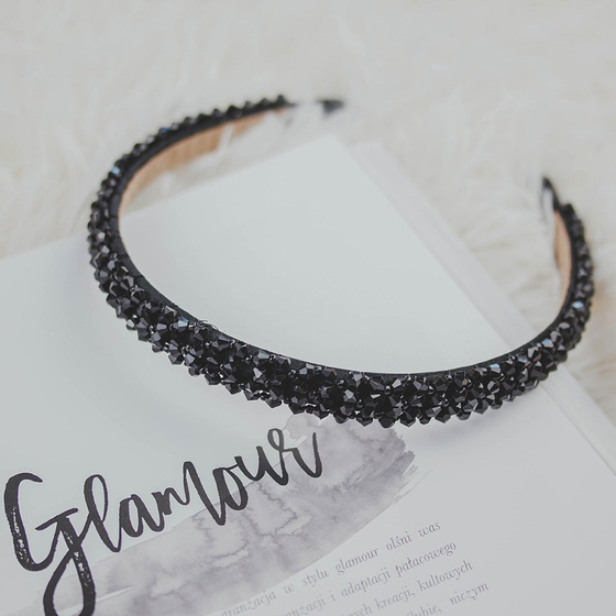 OPASKA DO WŁOSÓW wąska koraliki SZTYWNA elegancka błyszcząca