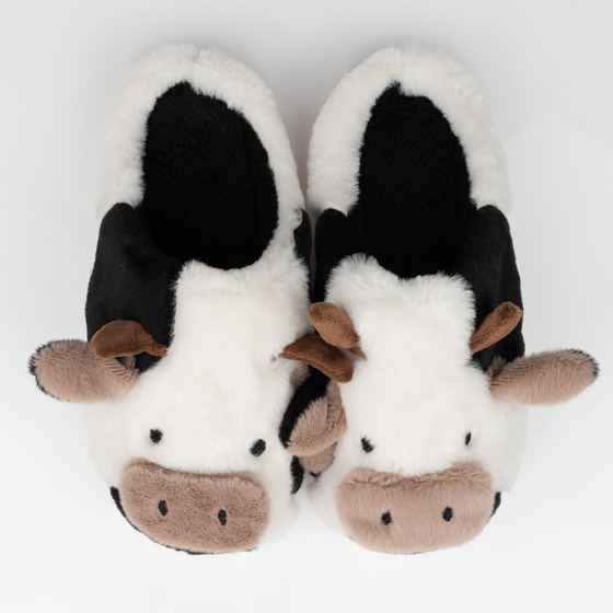 KAPCIE damskie Ciepłe PLUSZOWE CIAPY OCIEPLANE KROWA KRÓWKA r. 38-39