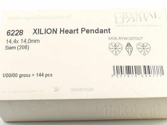 SWAROVSKI koraliki 6228 MM 14,4X14,0 SIAM HEART