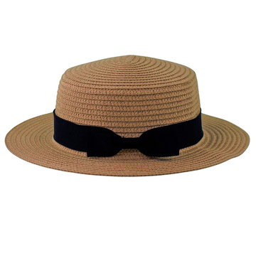 KAPELUSZ pleciony damski  KANOTIER (boater) małe rondo LATO KOKARDA