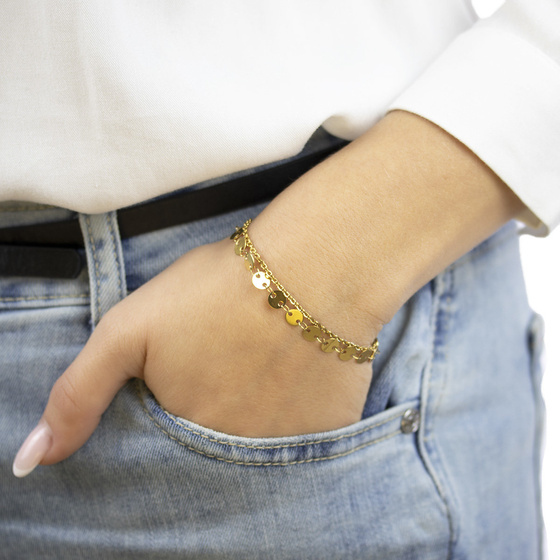 Bransoletka STAL SZLACHETNA POZŁACANA kółeczka