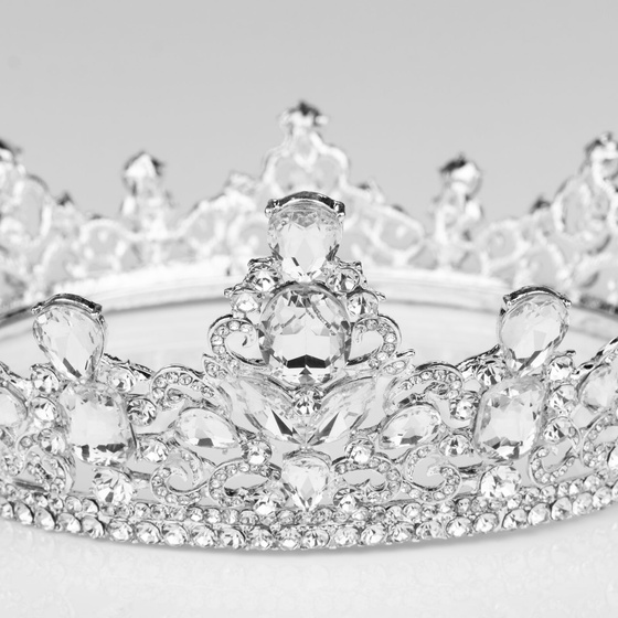 KORONA Diadem Tiara MISS GLOW ŚLUBNA SREBRNA cyrkonie KRYSZTAŁY