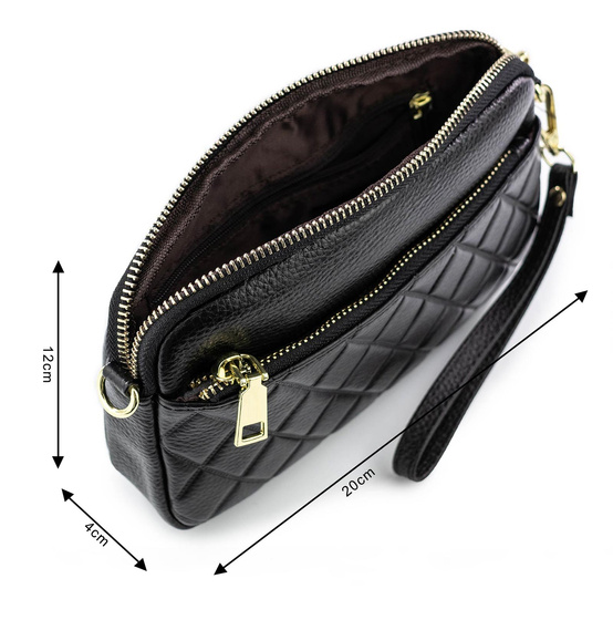 Alessio TOREBKA Damska CROSSBODY pikowana QUILTED SKÓRA NATURALNA