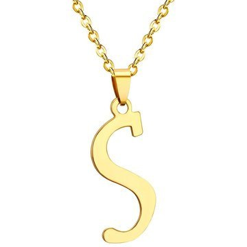 NASZYJNIK litera S STAL SZLACHETNA POZŁACANA
