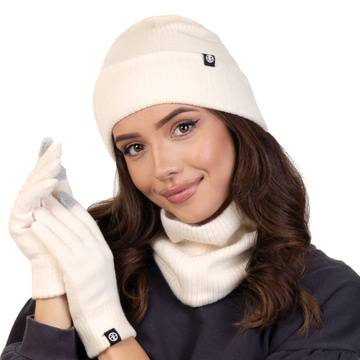 Alessio KOMPLET CZAPKA + KOMIN + RĘKAWICZKI DOTYKOWE ciepły POLAR ZIMOWY