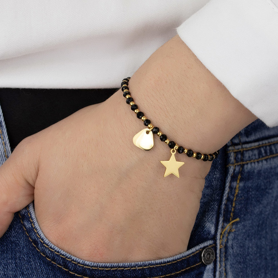 BRANSOLETKA gwiazda STAL SZLACHETNA POZŁACANA