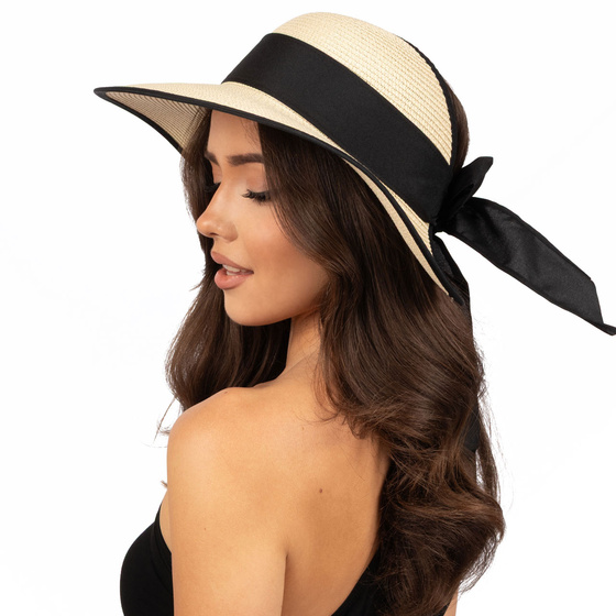 DASZEK KAPELUSZ DAMSKI Alessio słomkowy boho lato plaża KOKARDA NA KUCYK