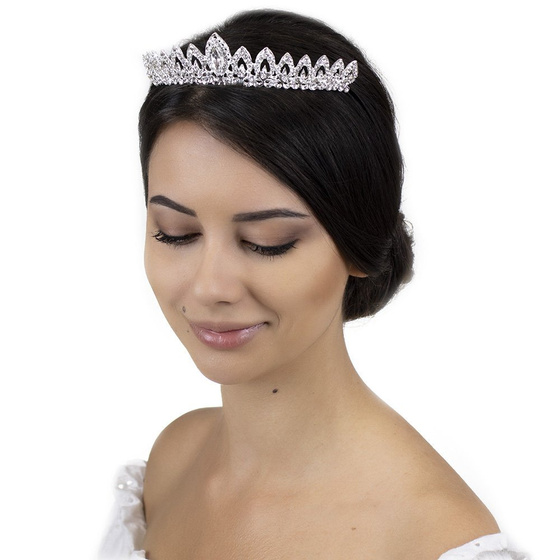 OZDOBA ŚLUBNA do włosów KORONA diadem CYRKONIE