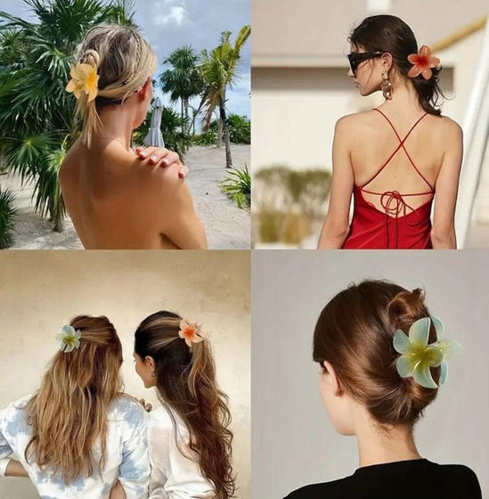 KLAMRA szczęka SPINKA do włosów KWIAT żabka HAWAJSKA KWIAT PLUMERII