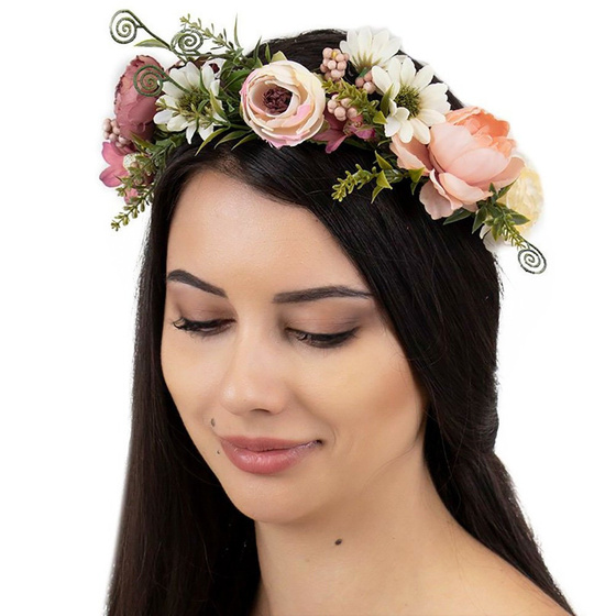 WIANEK na głowę BOHO kwiaty ŚLUBNY rustykalny