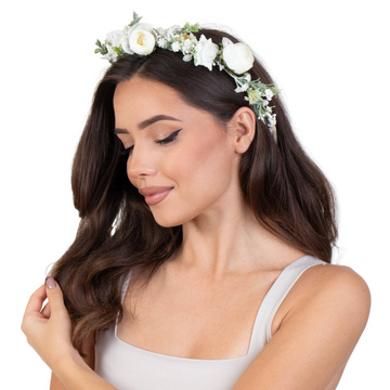 WIANEK na głowę BOHO ślubny PANIEŃSKI kwiaty ŚLUB