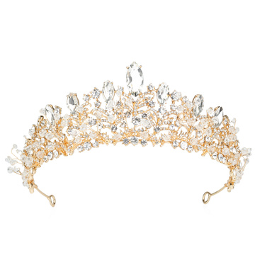 DIADEM Korona Tiara MISS GLOW ŚLUBNY ZŁOTY cyrkonie KRYSZTAŁY